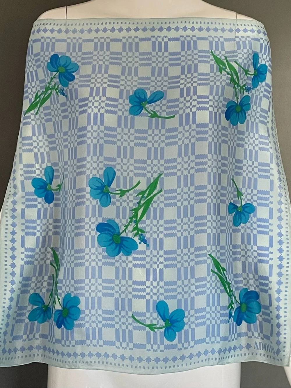 Vintage Adolfo Silk Scarf Delightful Florals 22 In Mint Condition